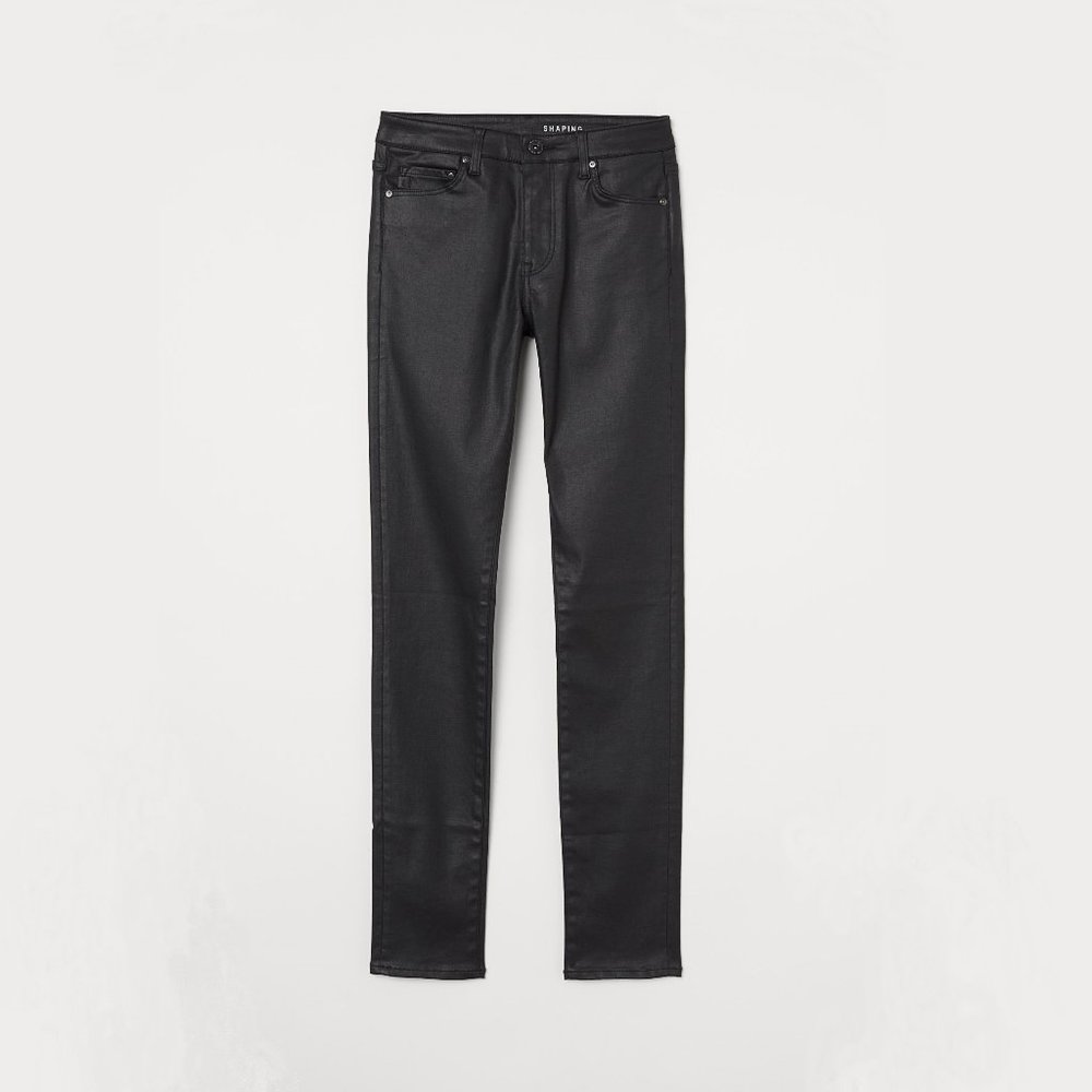 H&M Shaping Skinny Jeans - black/coated